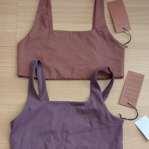 girlfriend collective Mauve & Dusty Rose Square Neck Sports Bras
